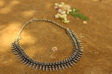 Dhara . धरा ✽ Antique Finish White Metal ✽ Necklace { 23 }